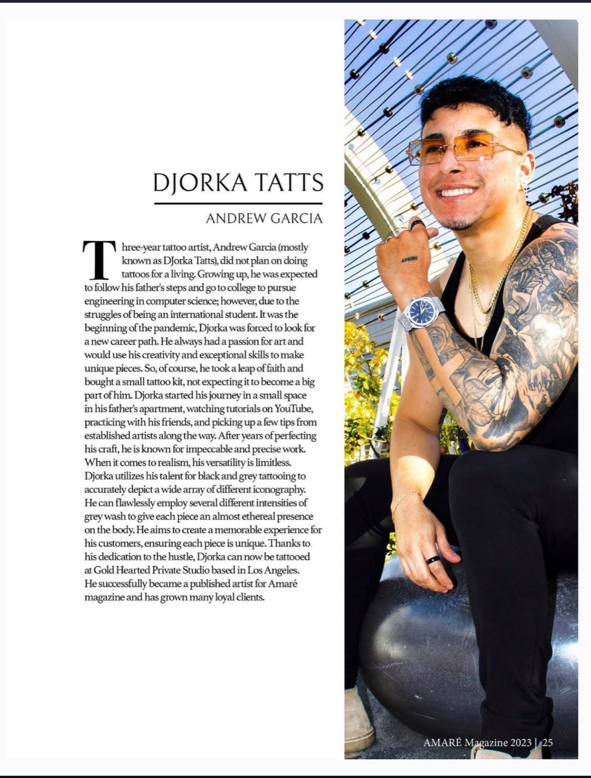 Magazine feature of Djorka Tatts
