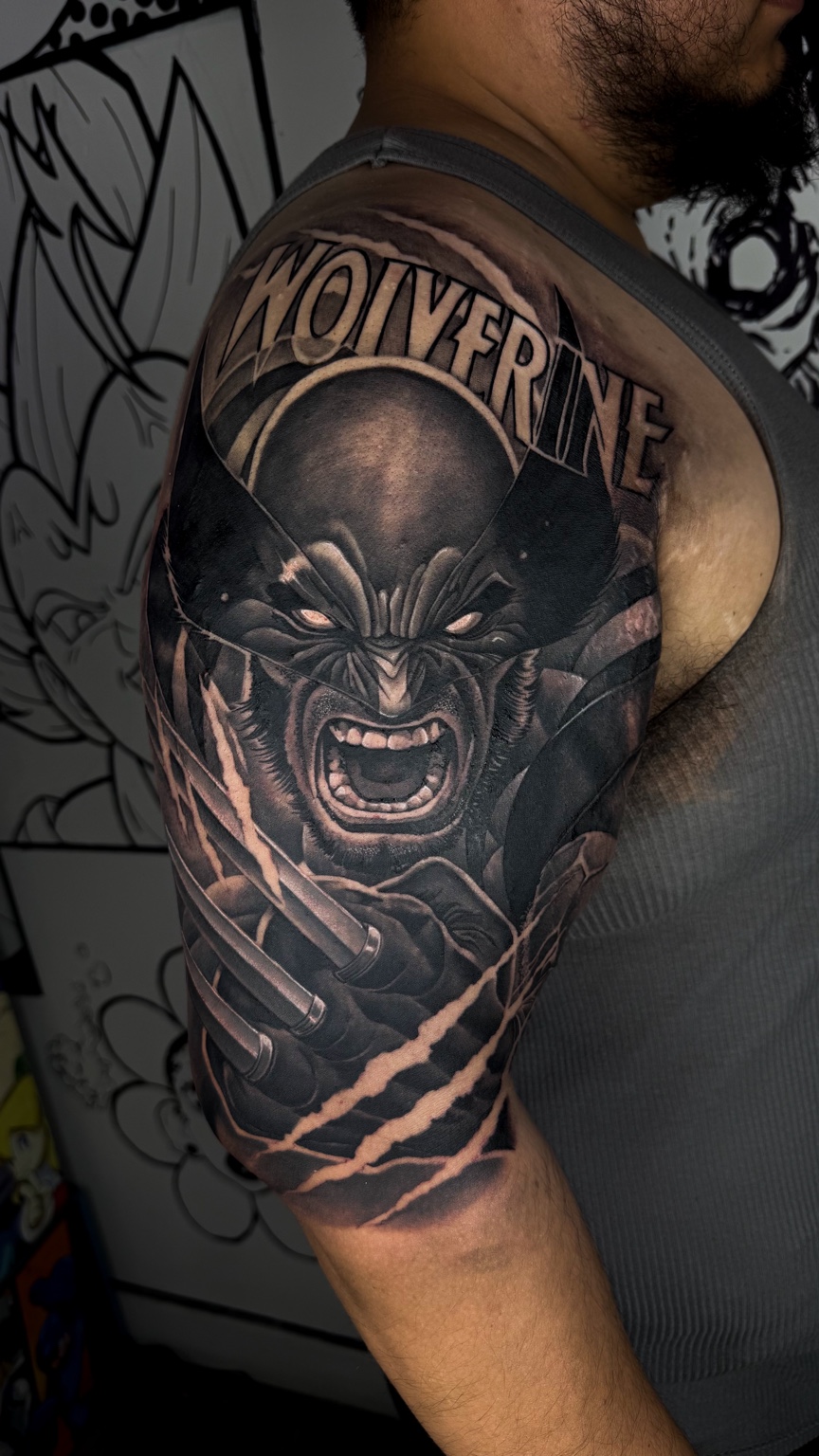 Wolverine shoulder tattoo – 2 day session